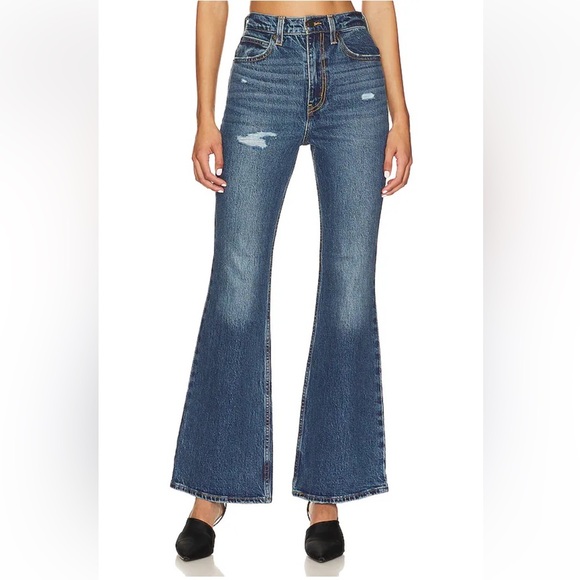 New Levi's 70's High Flare Jeans Evase Taille Haute Denim Blue size 32 - Picture 1 of 12